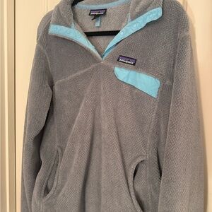 Patagonia Light Blue and Gray Snap Fleece